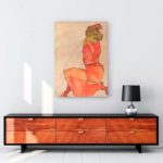 Kneeling Girl in Orange Red Dress tablosu satın al