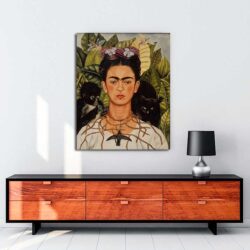 Frida Kahlo - Dikenli Kolyeyle Portre tablosu satın al