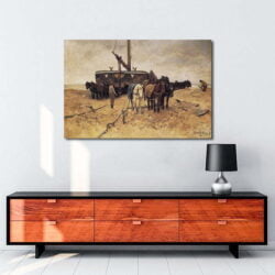 Anton Mauve Beached Boat with Horses tablosu satın al