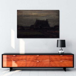 Chaumière avec tas de tourbe tablosu satın al