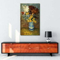 Fleurs dans un vase bleu tablosu satın al